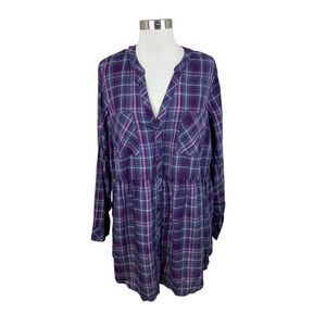 Torrid NEW 2 2X Purple Emma Babydoll Tunic Plaid
